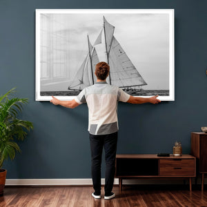 Vintage Sailboat Wall Art Canvas Print, Black and White