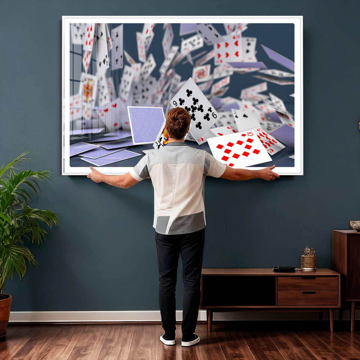 Playing Cards Canvas Wall Art | Casino Game Room Decor,