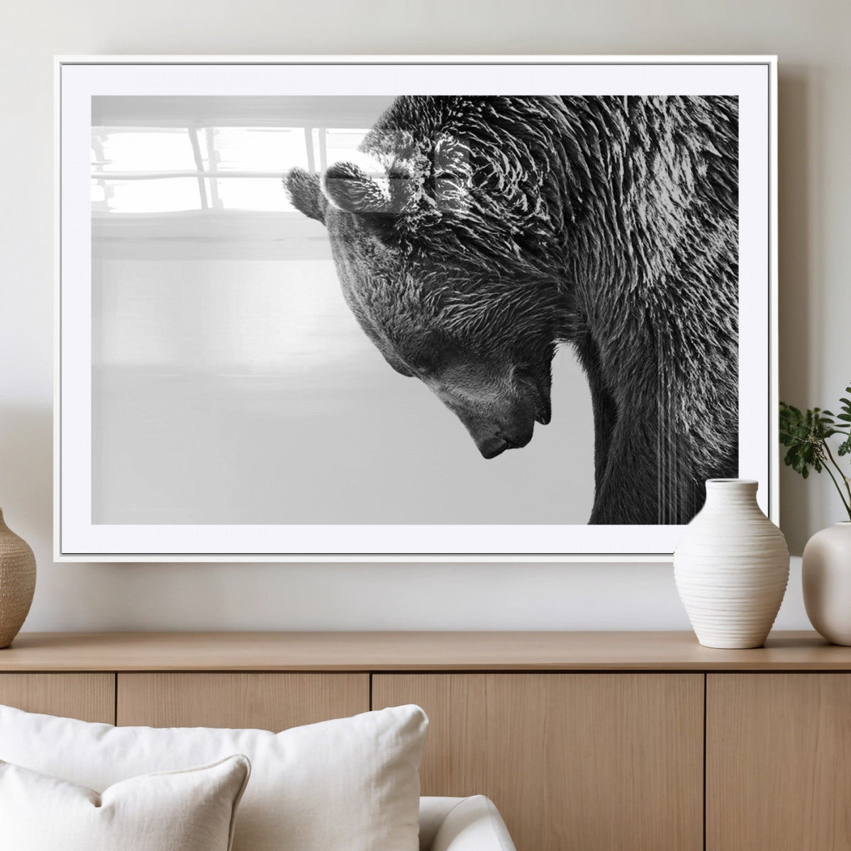Black and White Grizzly 399 Bear Canvas Print Wall Art |