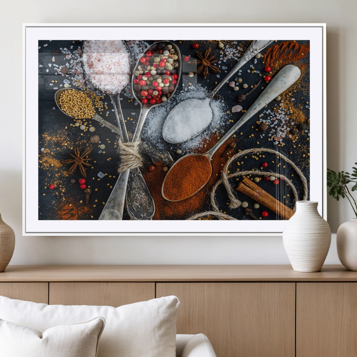 Spices and Seasonings Canvas Wall Art – Colorful Triptych