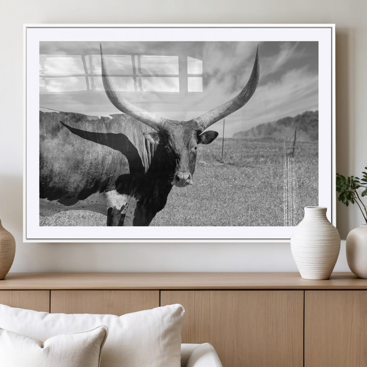 Cattle Wall Art Longhorn Cow Canvas Print