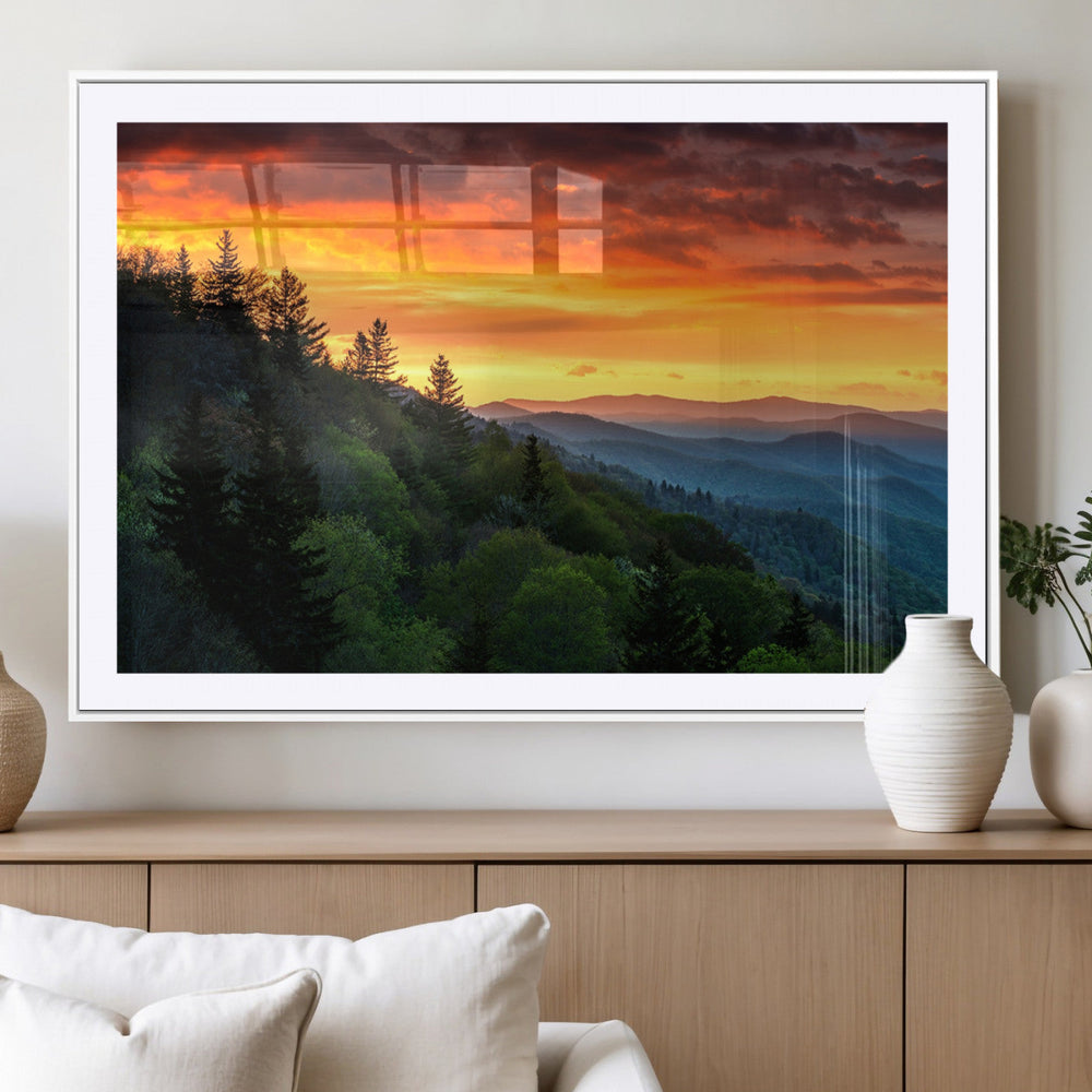Forest Landscape Wall Art Sunset Canvas, Forest Sunset