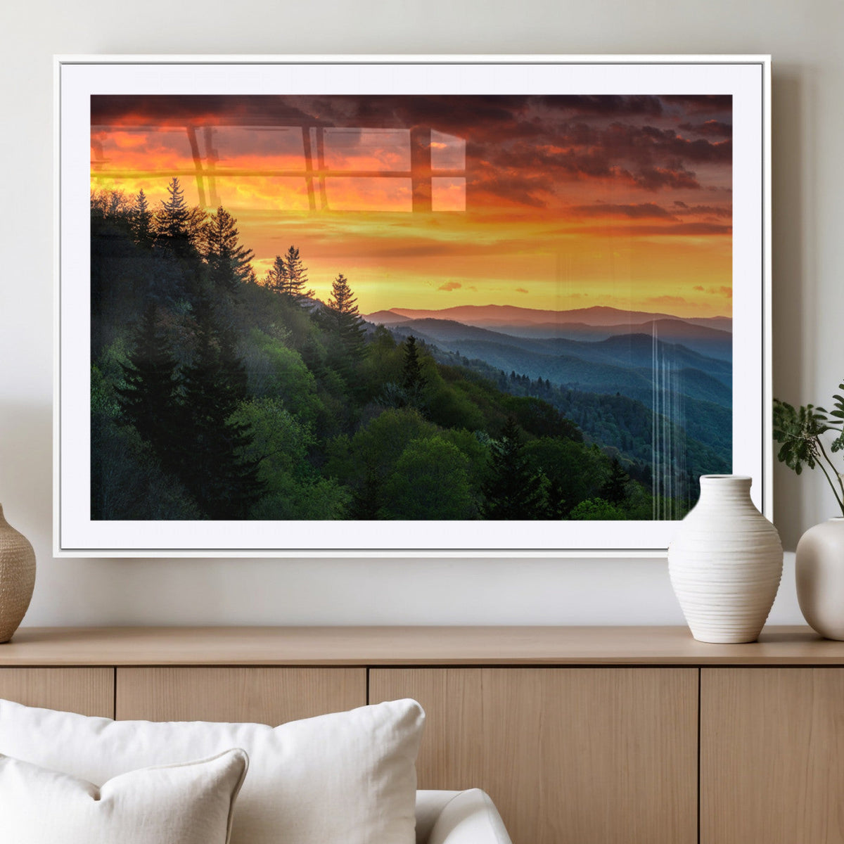 Forest Landscape Wall Art Sunset Canvas, Forest Sunset