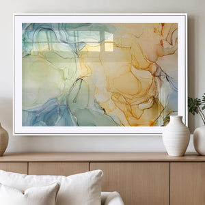 Green and Yellow Marble Fluid Effect Wall Art, Green and