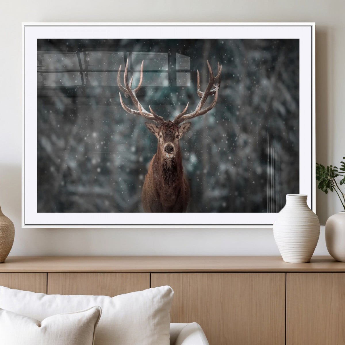 Wall Art Deer Art Animal Canvas, Framed Wall Art Deer Canvas