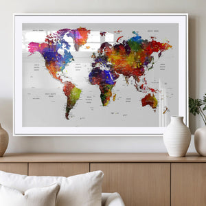 World Map Canvas Print – Detailed Map of the World Wall Art