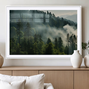 Misty Forest Wall Art Premium Canvas Print a Foggy and
