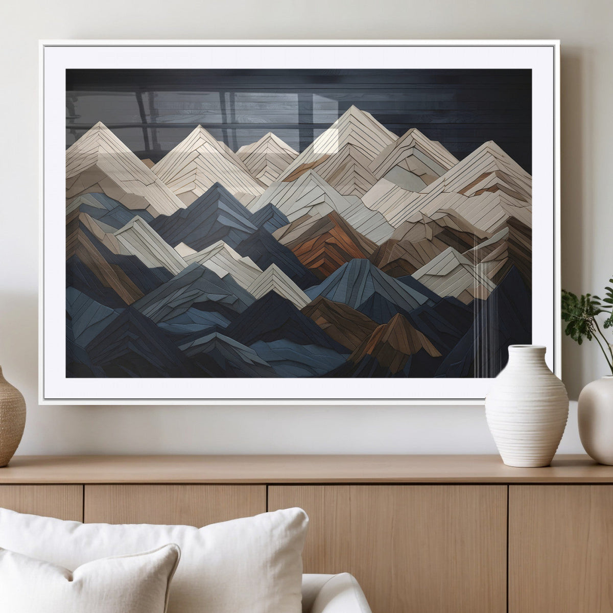 Mountain Wall Art – Modern Geometric Landscape Canvas Print,