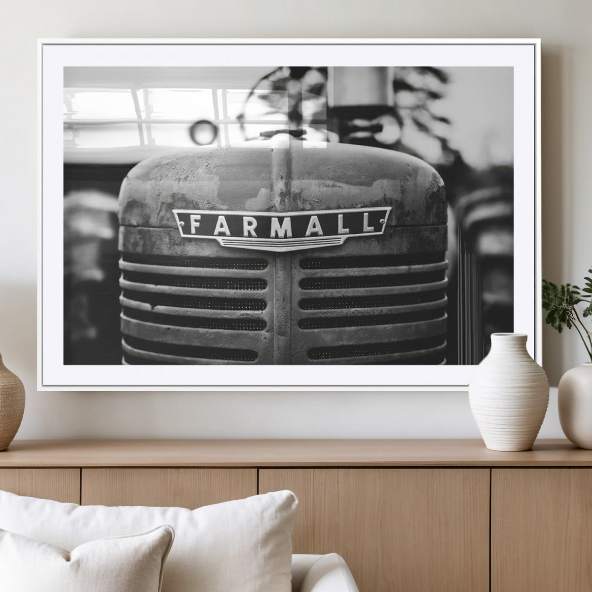 Vintage Farmall Tractor Wall Art Canvas Print, Rustic