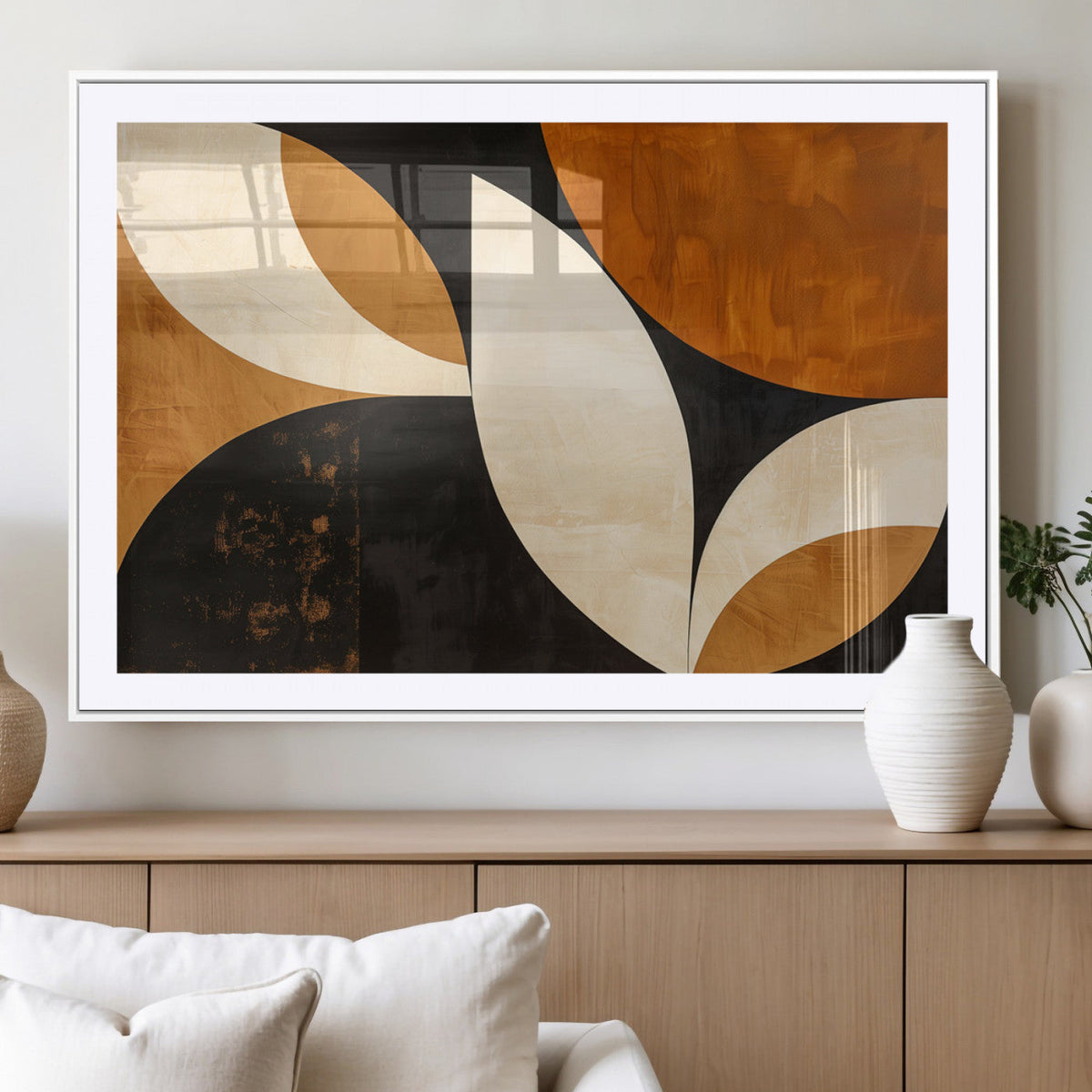Geometric Abstract Wall Art Canvas Print, Mid Century Modern