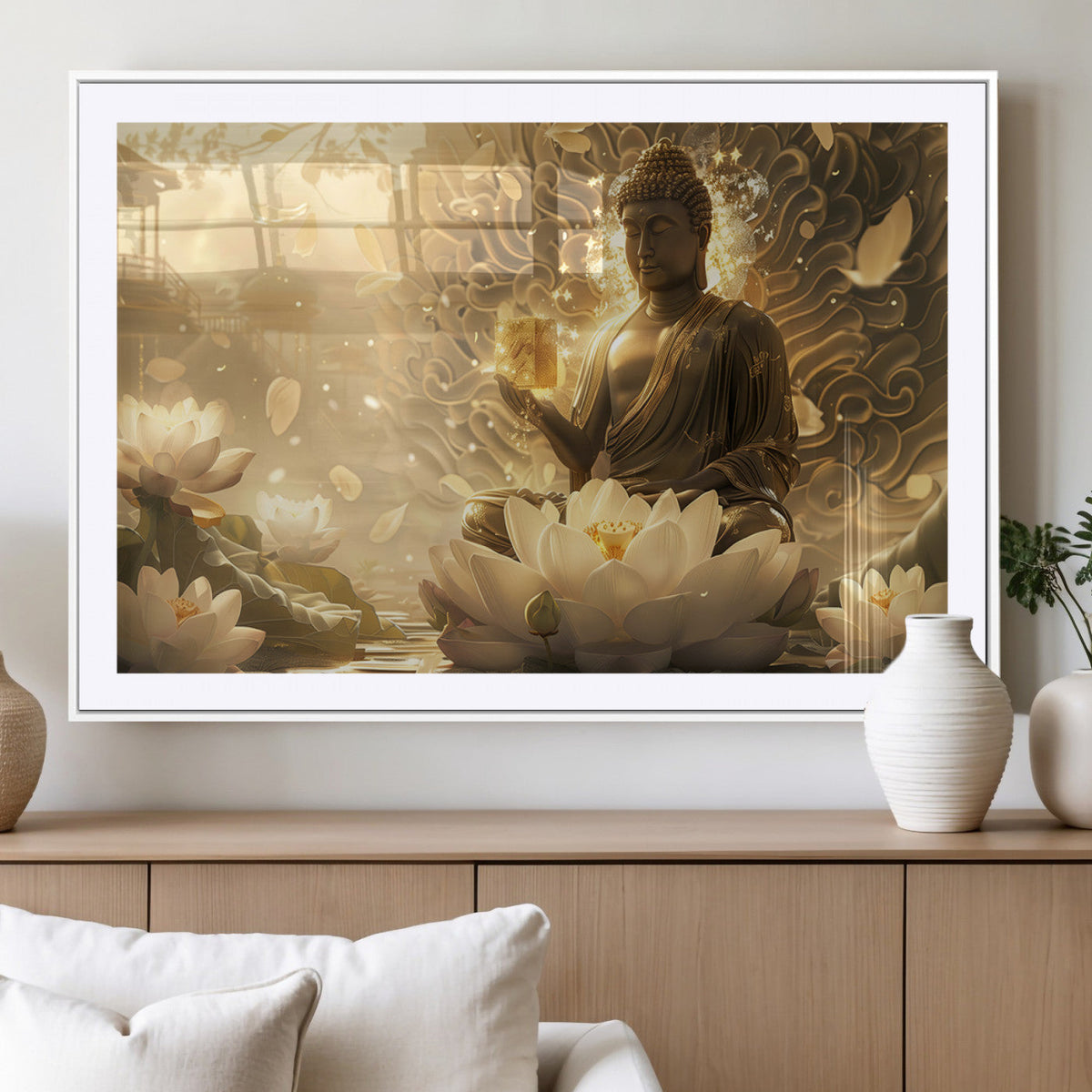 Golden Buddha Wall Art | Yoga Room Decor and Meditation Room