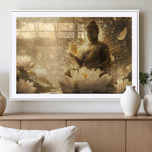 Golden Buddha Wall Art | Yoga Room Decor and Meditation Room