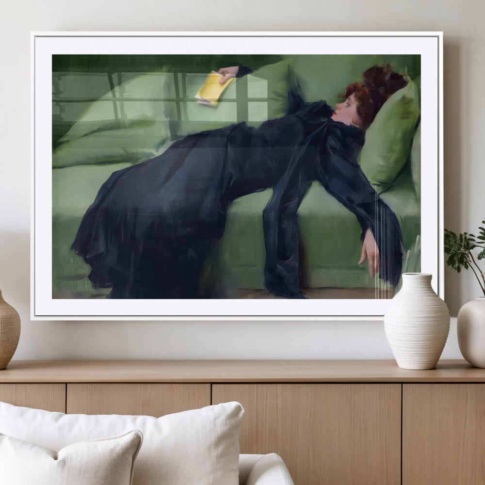 Decadent Girl by Ramon Casas Wall Art Canvas Print, Framed
