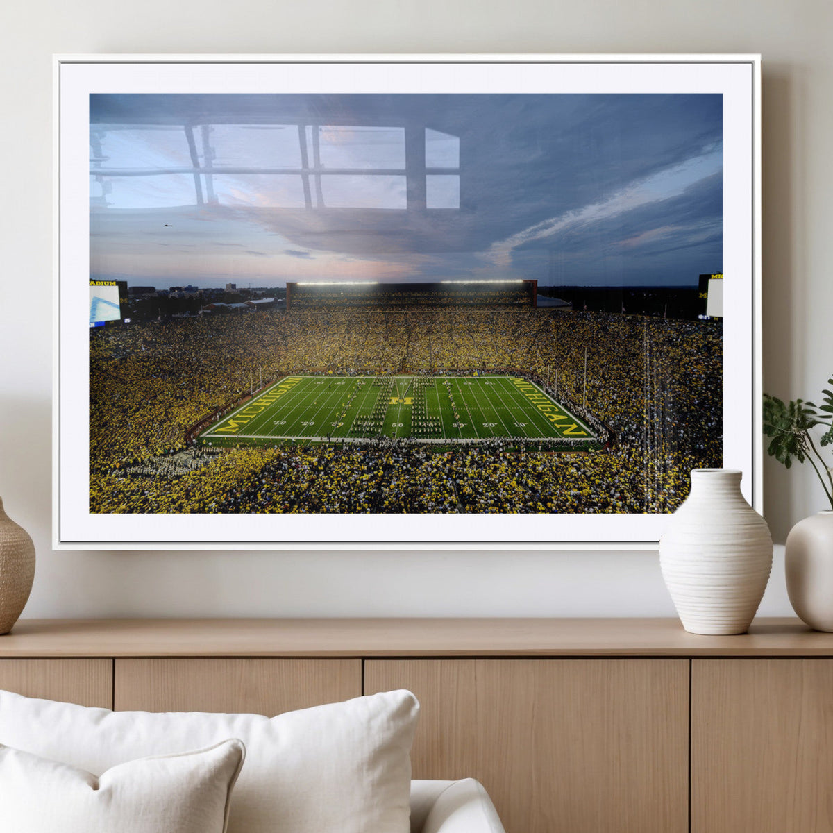 Michigan Stadium Wall Art Canvas Print, Vibrant Game Day