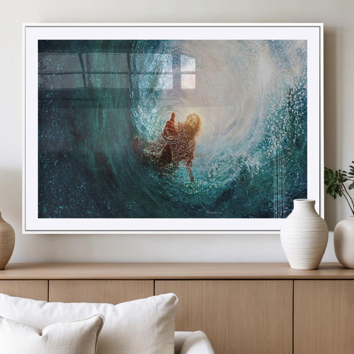 Powerful Jesus Canvas Print - Hand of Salvation,