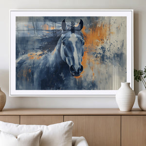 Abstract Blue Horse Wall Art Print Canvas | Horse Wall Art