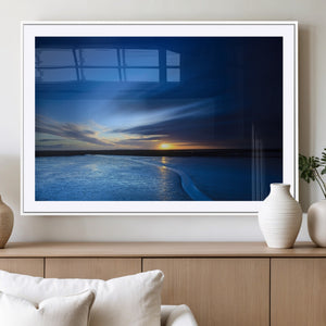 Blue Sunset Ocean Canvas Wall Art Print – Serene Coastal