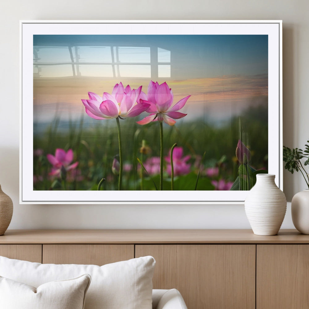 Pink Flower on the Mountain Canvas Print, Framed Pink Flower