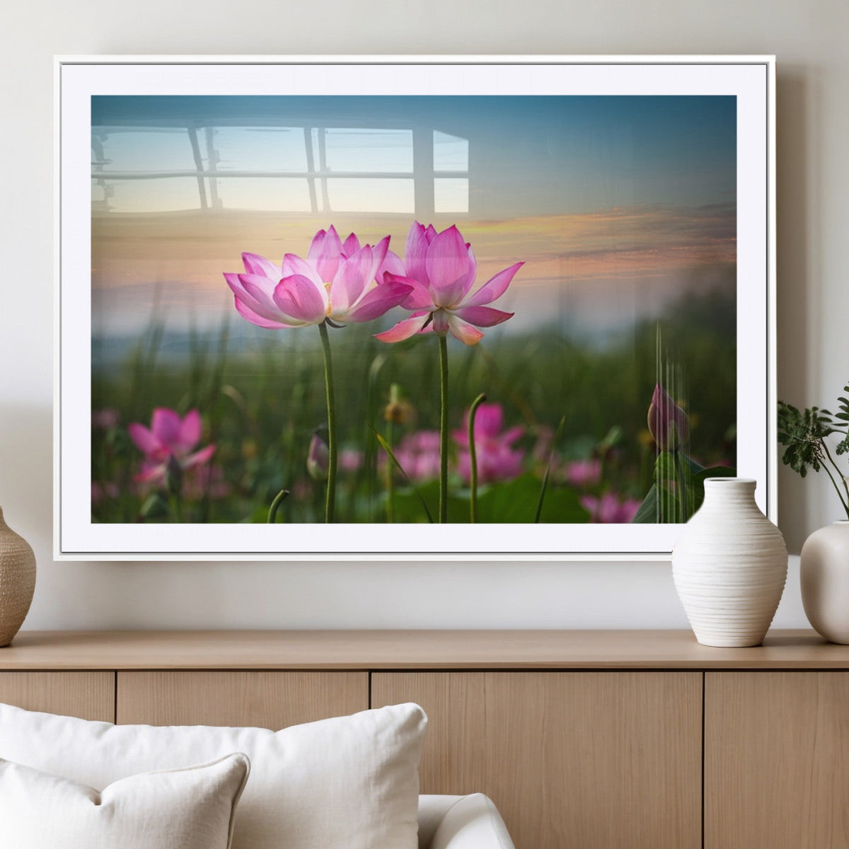 Pink Flower on the Mountain Canvas Print, Framed Pink Flower