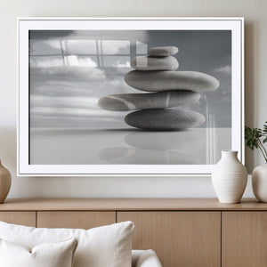Still Life Black and White Zen Stones Wall Art Canvas,