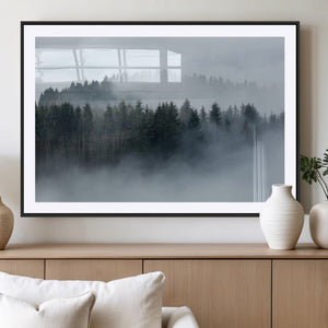Autumn and Misty Trees in the Forest Wall Art Canvas Print,