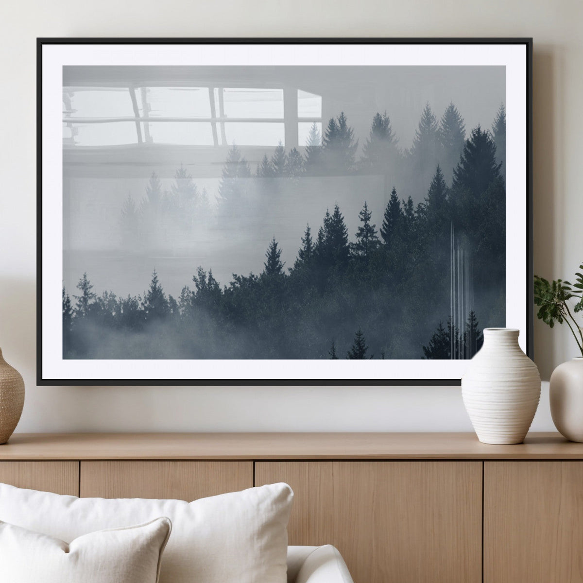 Foggy Pine Forest Wall Art Canvas Print