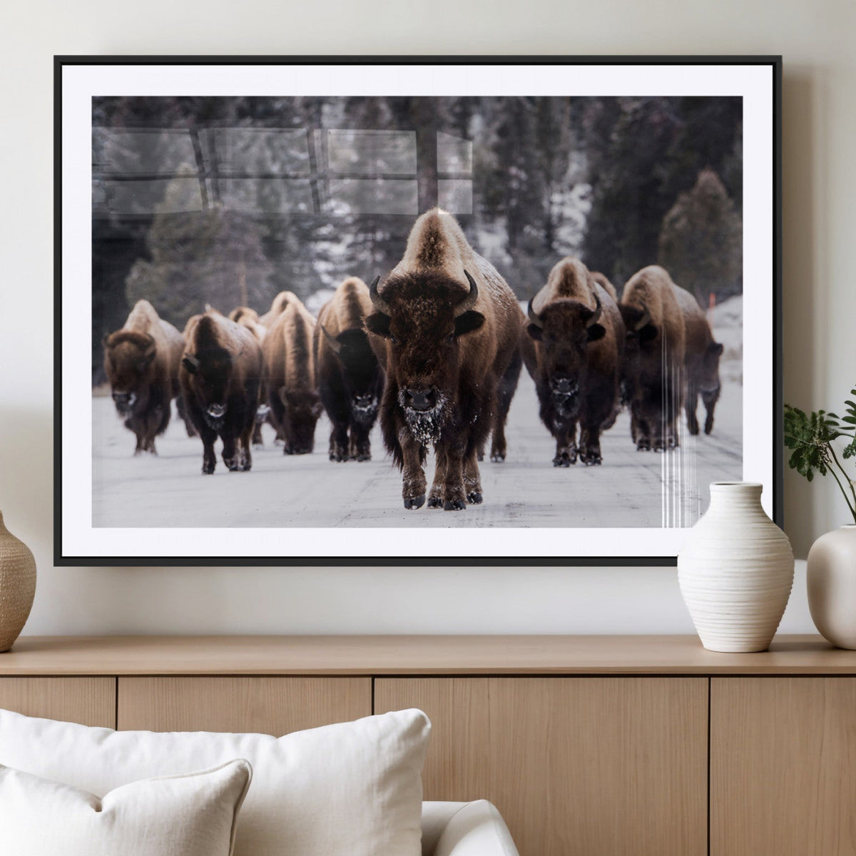 Bison Wall Art Canvas Print- Bison Herd Canvas Wall Art –