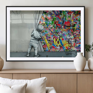 Banksy Colorful Street Graffiti Canvas Wall Art Print,