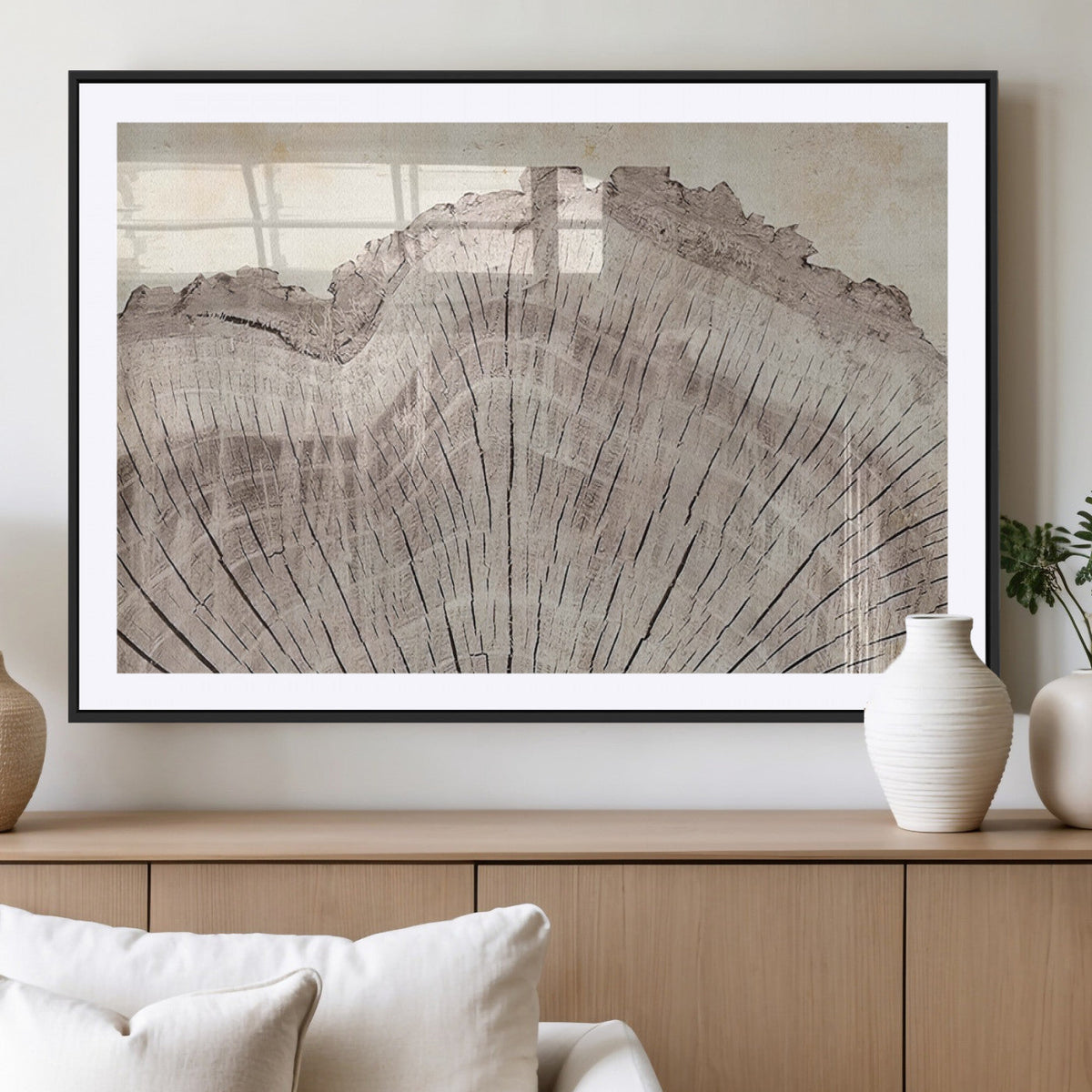 Tree Ring Wall Art Triptych, Rustic Wood Ring Canvas Print,