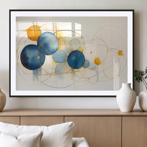 Geometric Blue Orange Abstract Wall Art Canvas, Geometric
