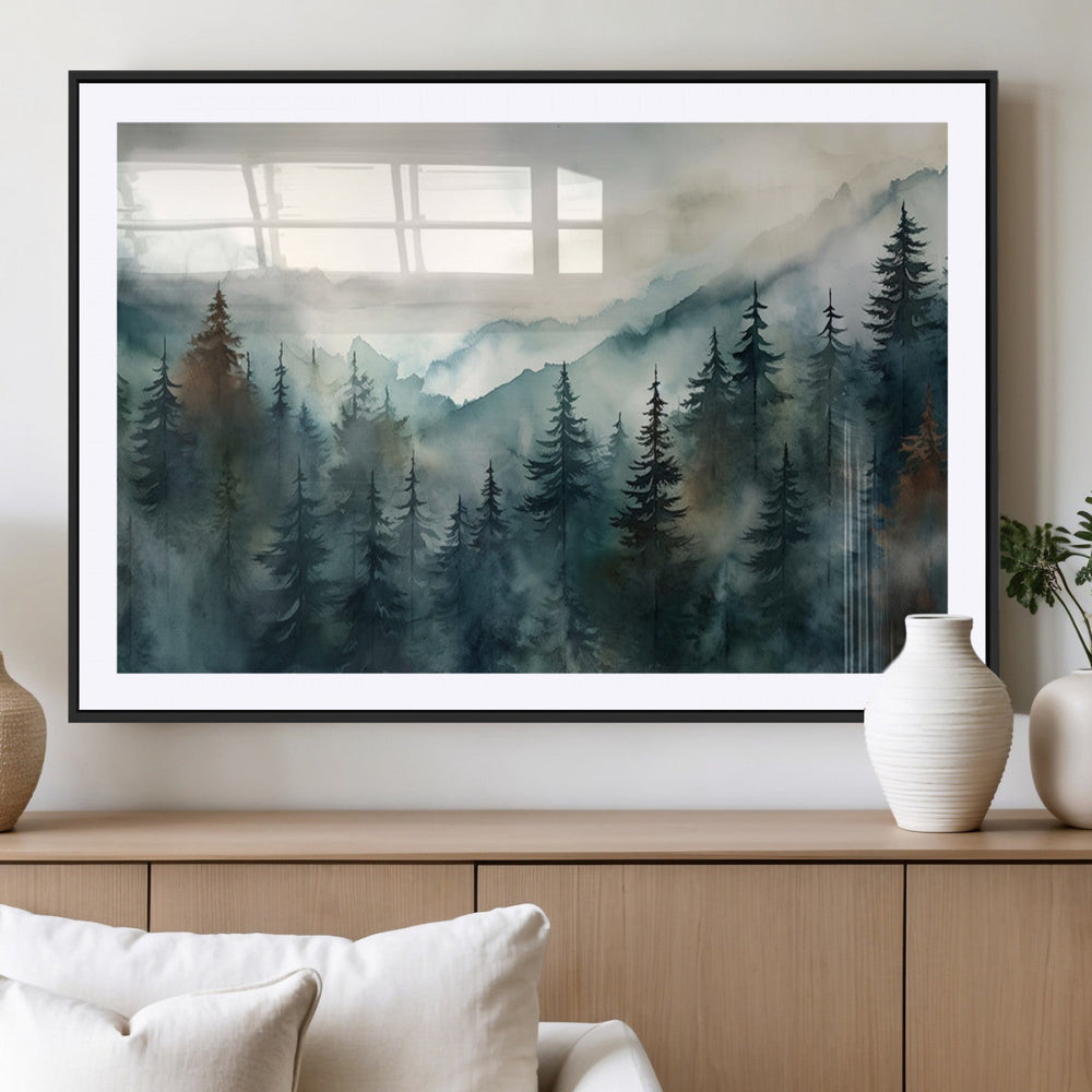 Serenity Forest Wall Art Canvas | Foggy Mountain Landscape