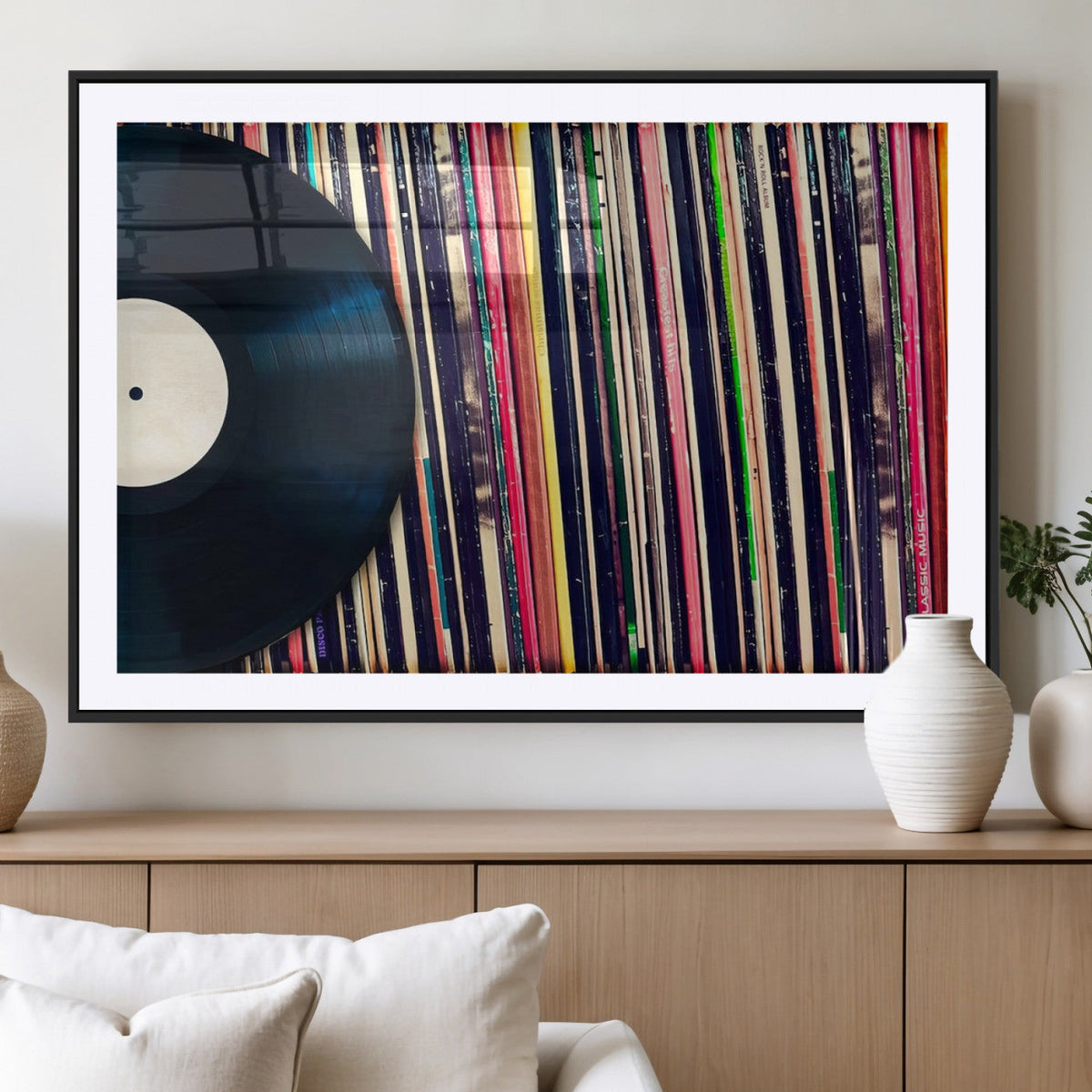 Vinyl Record and Album Collection Canvas Wall Art - Retro