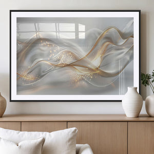Abstract art Grey and Gold Lines Wall Art