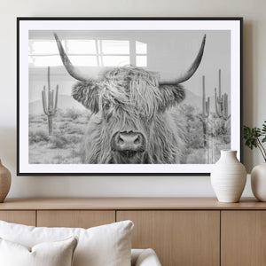 Rustic Charm | Cow Longhorn Black White Bighorn Wall Art