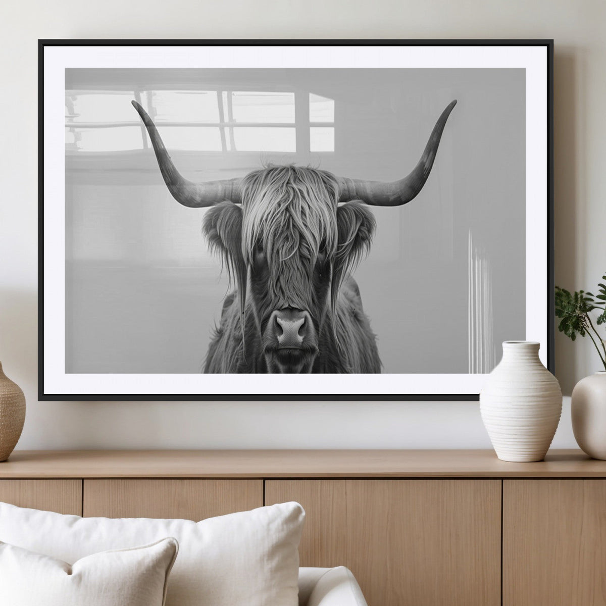 Farmhouse Longhorn Wall Art Canvas Print, Longhorn Texas