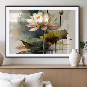 Lotus Flower Watercolor Canvas Print – A Symbol of Serenity