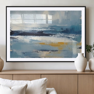 Abstract Ocean Canvas Wall Art - Coastal Blue and Gold