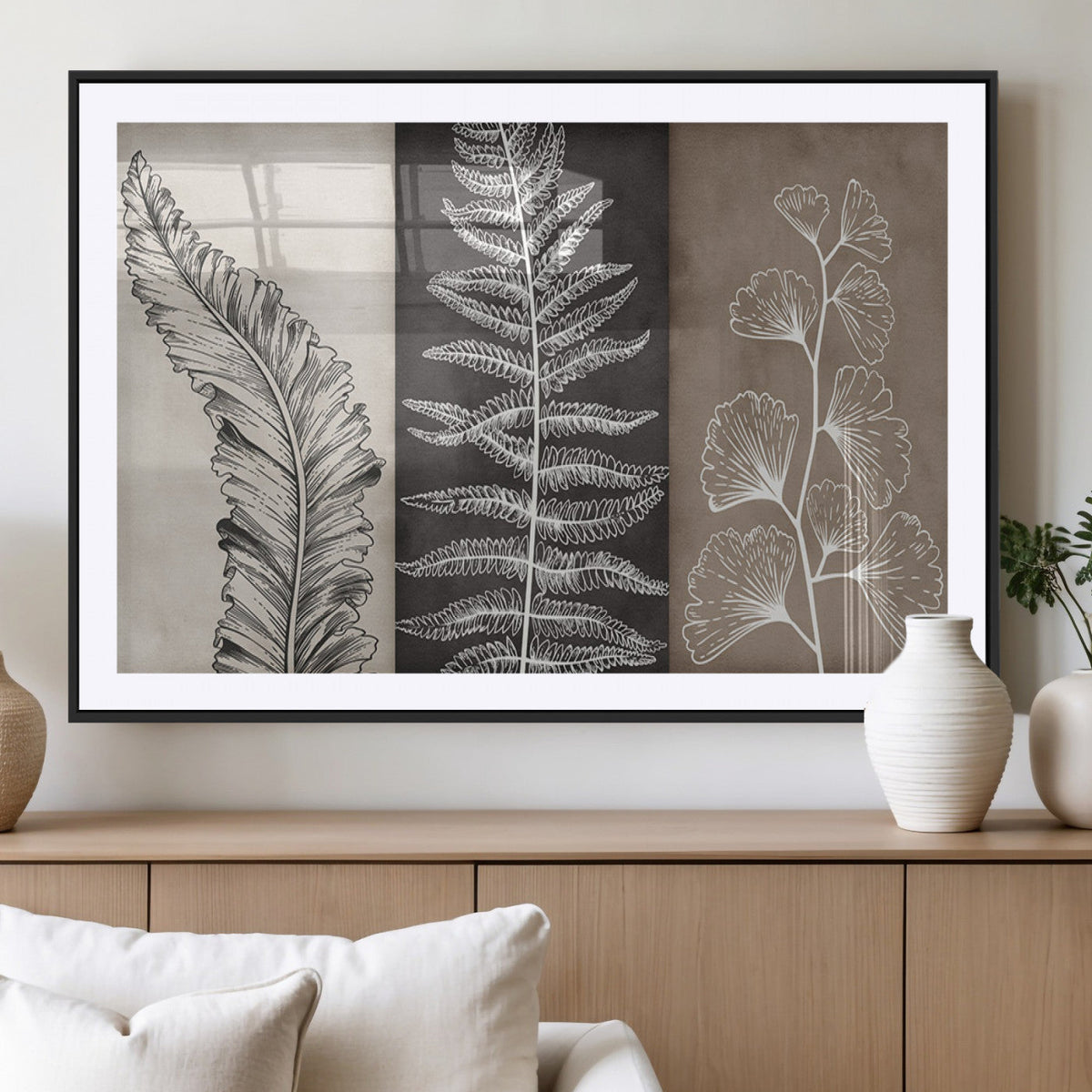 Minimalist Botanical Wall Art Canvas Print, Framed and Ready