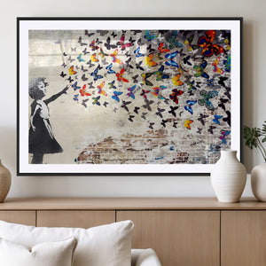 Banksy Graffiti Wall Art Canvas Print: Girl Releasing