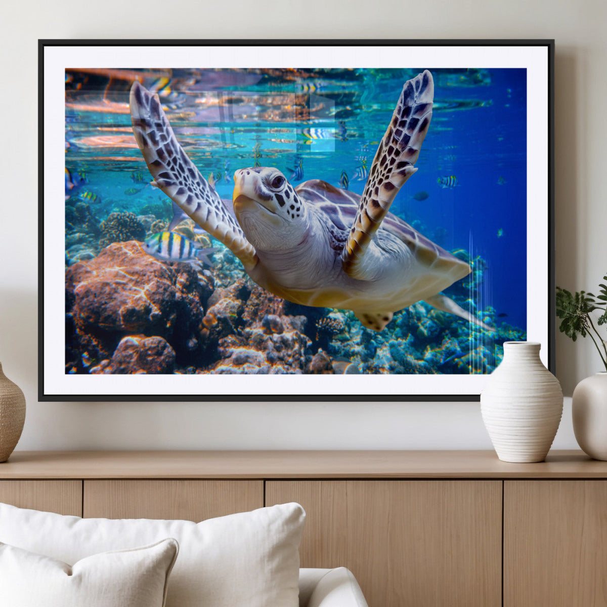 Underwater Sea Turtle Wall Art Canvas Print – Vibrant Ocean