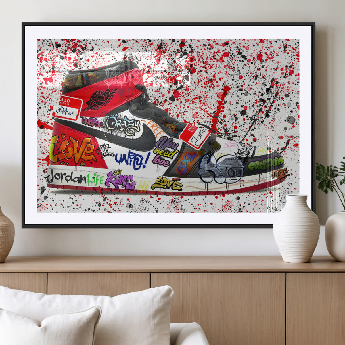 Jordan Shoes Graffiti Wall Art Canvas Print- Jordan Graffiti