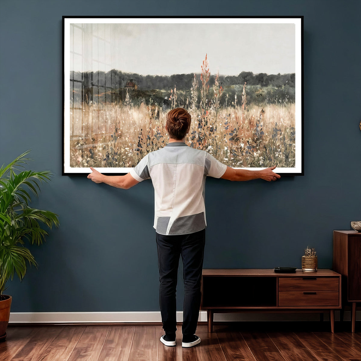 Rustic Field Landscape Wall Art Print, Giclee Canvas Wall