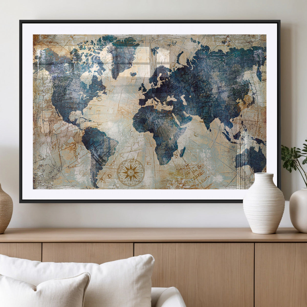 World Map Canvas Print – Framed Wall Art for Couples,
