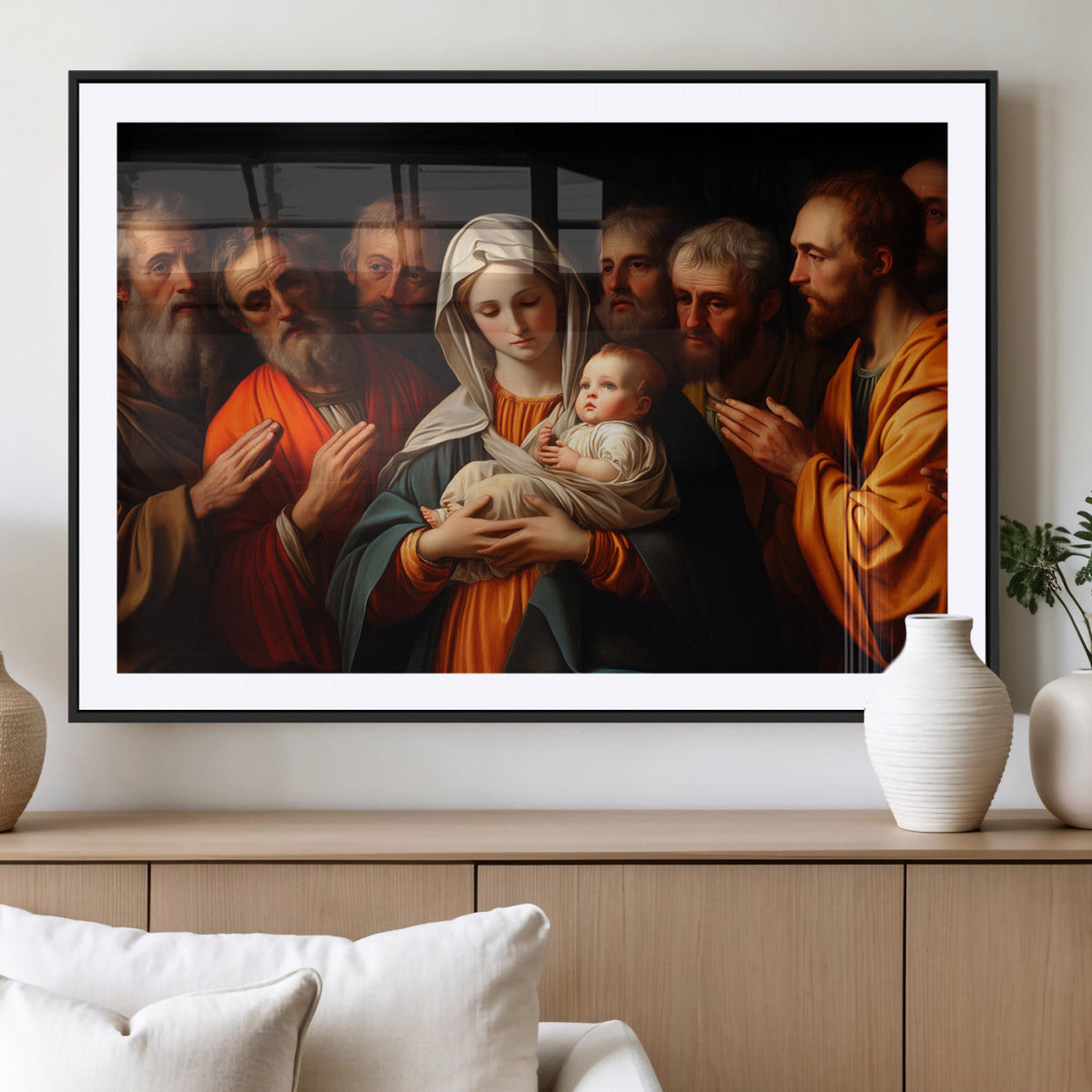 Religious Canvas Wall Art Print - Madonna and Child with