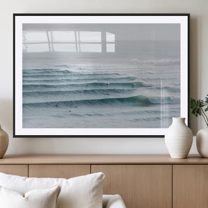 Ocean Waves Wall Art Canvas Print – Framed Surfer Lineup