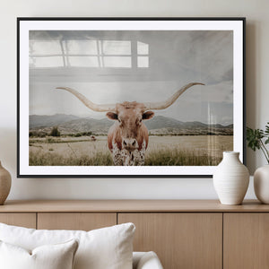 Texas Longhorn Wall Art Canvas Print – Framed Western Cow