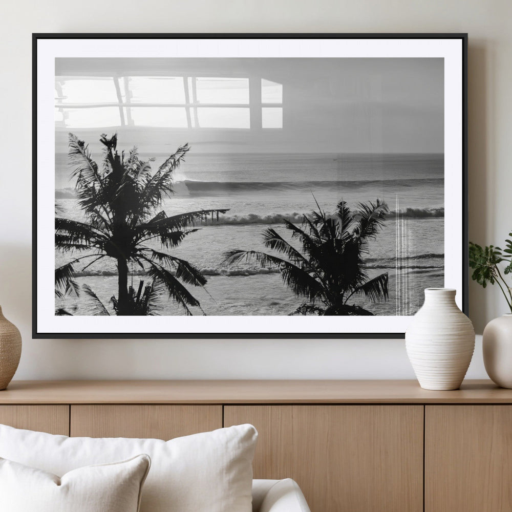 Tropical Coastline Wall Art Canvas Print – Framed Palm Trees