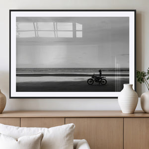 Motorcycle Beach Wall Art Canvas Print – Framed Vintage