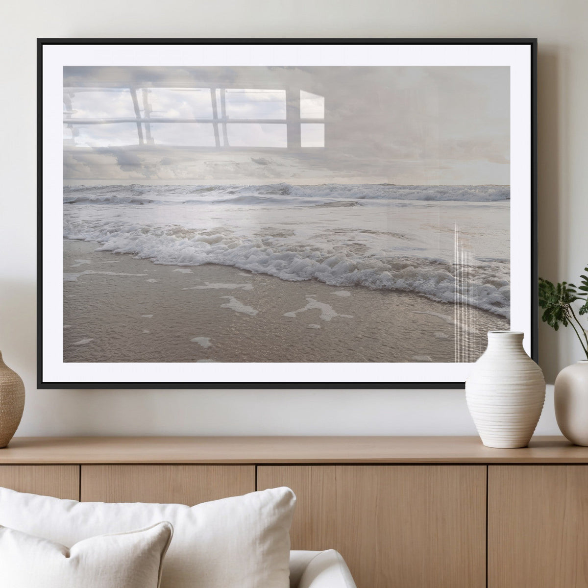 Ocean Waves Wall Art Canvas Print – Framed Coastal Shoreline