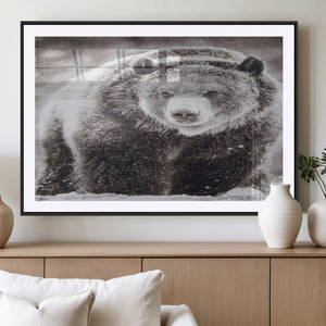 Grizzly Bear Wall Art Canvas Print – Framed Rustic Lodge Art